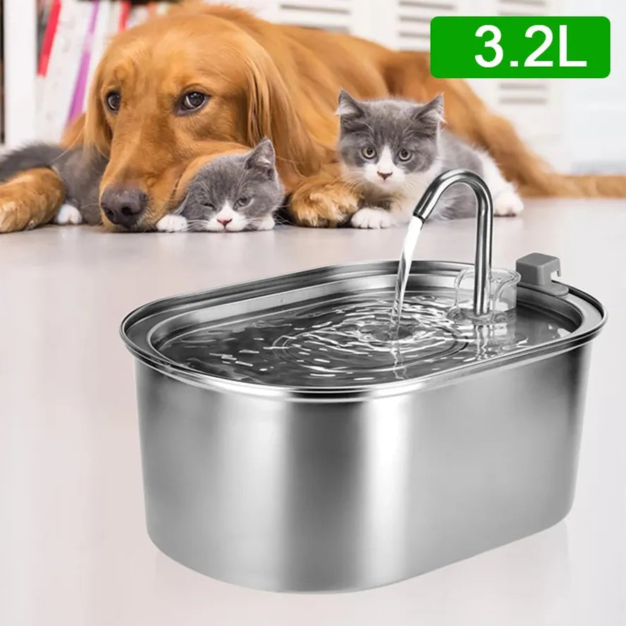 JMT-807306 Stainless Steel Pet Water Fountain with Quiet Pump for Cats and Puppies