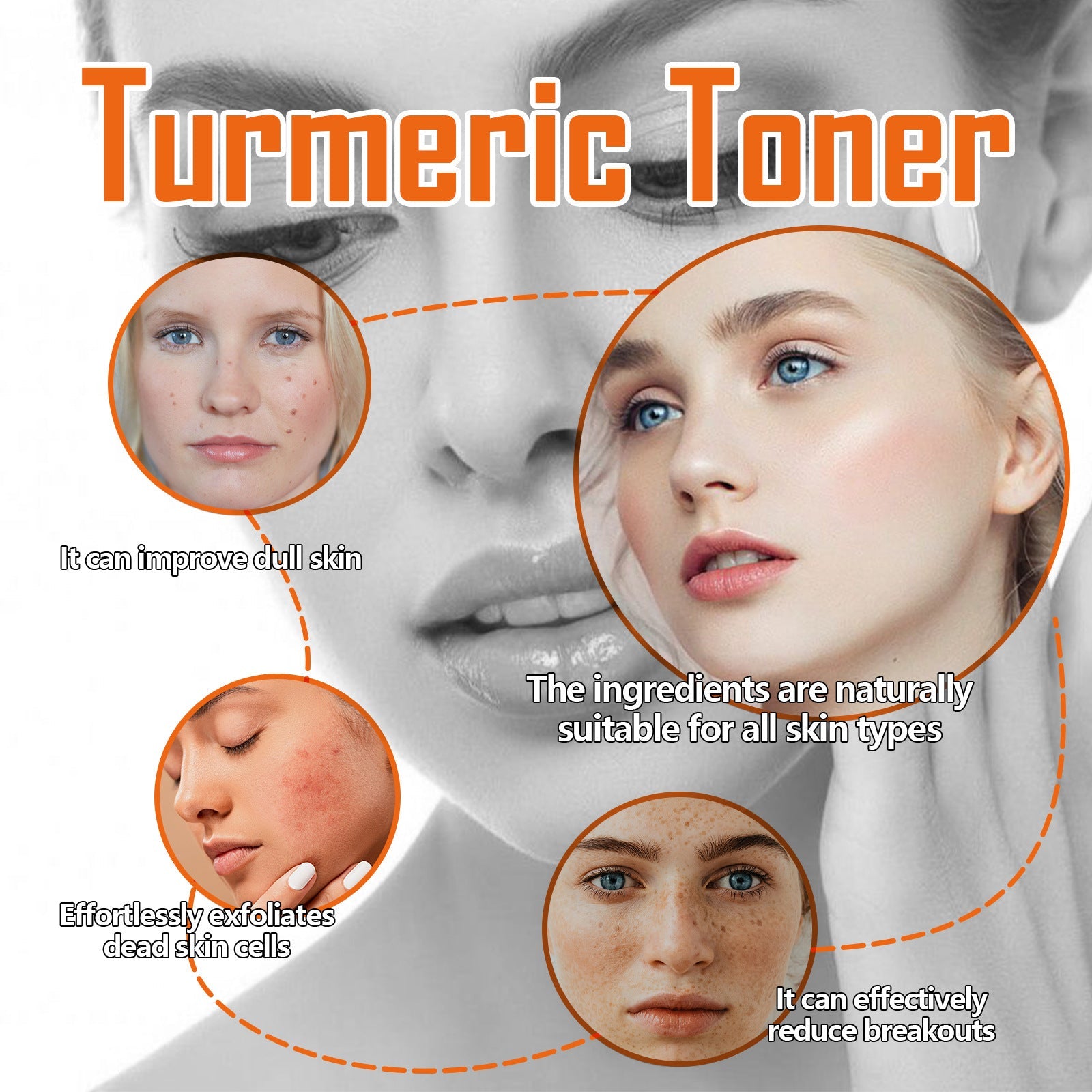 JMT-807370 Turmeric Moisturizing Facial Skin Lotion with Collagen & Aloe Extract, 100ml