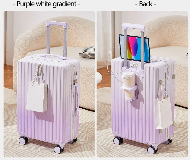 JMT-807818 Lightweight Waterproof ABS 4-Piece Suitcase Set with Soft Handle and Rotary Casters