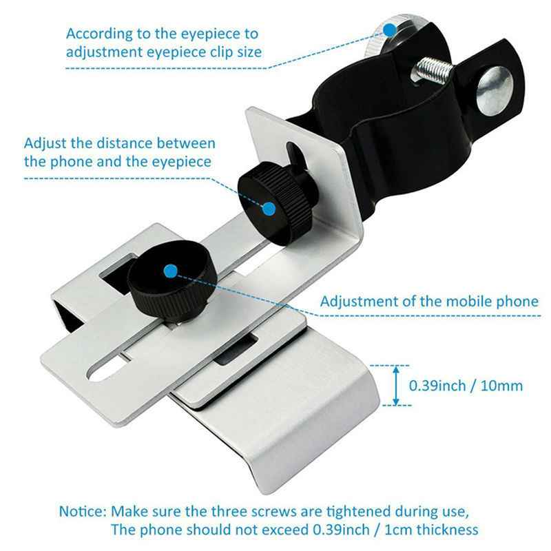 JMT-807946 Universal Smartphone Adapter - Adjustable Metal Holder for 60-95mm Width Devices, Black & Silver