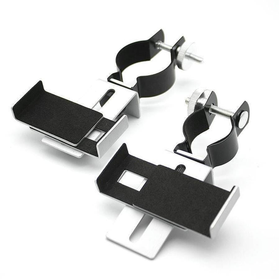 JMT-807946 Universal Smartphone Adapter - Adjustable Metal Holder for 60-95mm Width Devices, Black & Silver