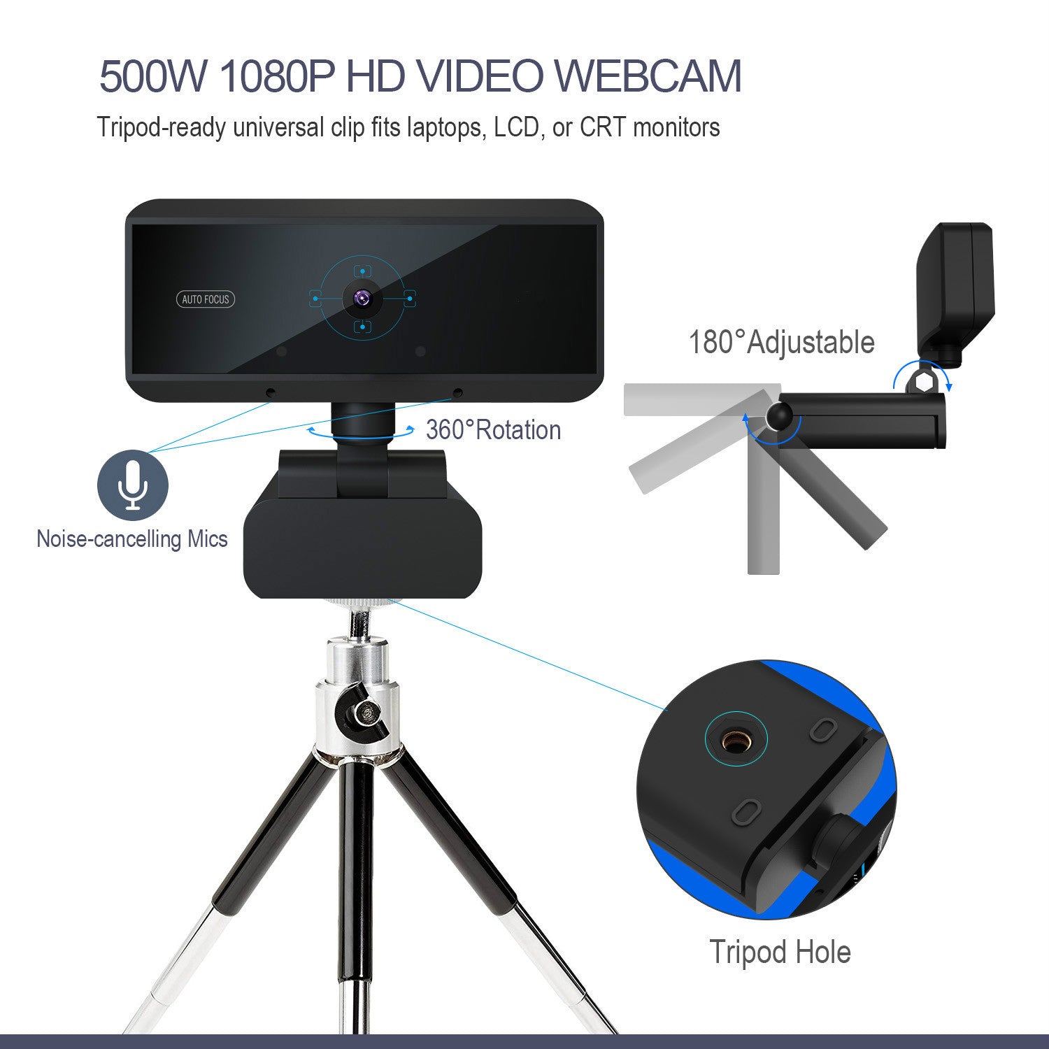 JMT-808010 W5 HD Webcam with Crystal Clear Image Quality and Built-in Microphone