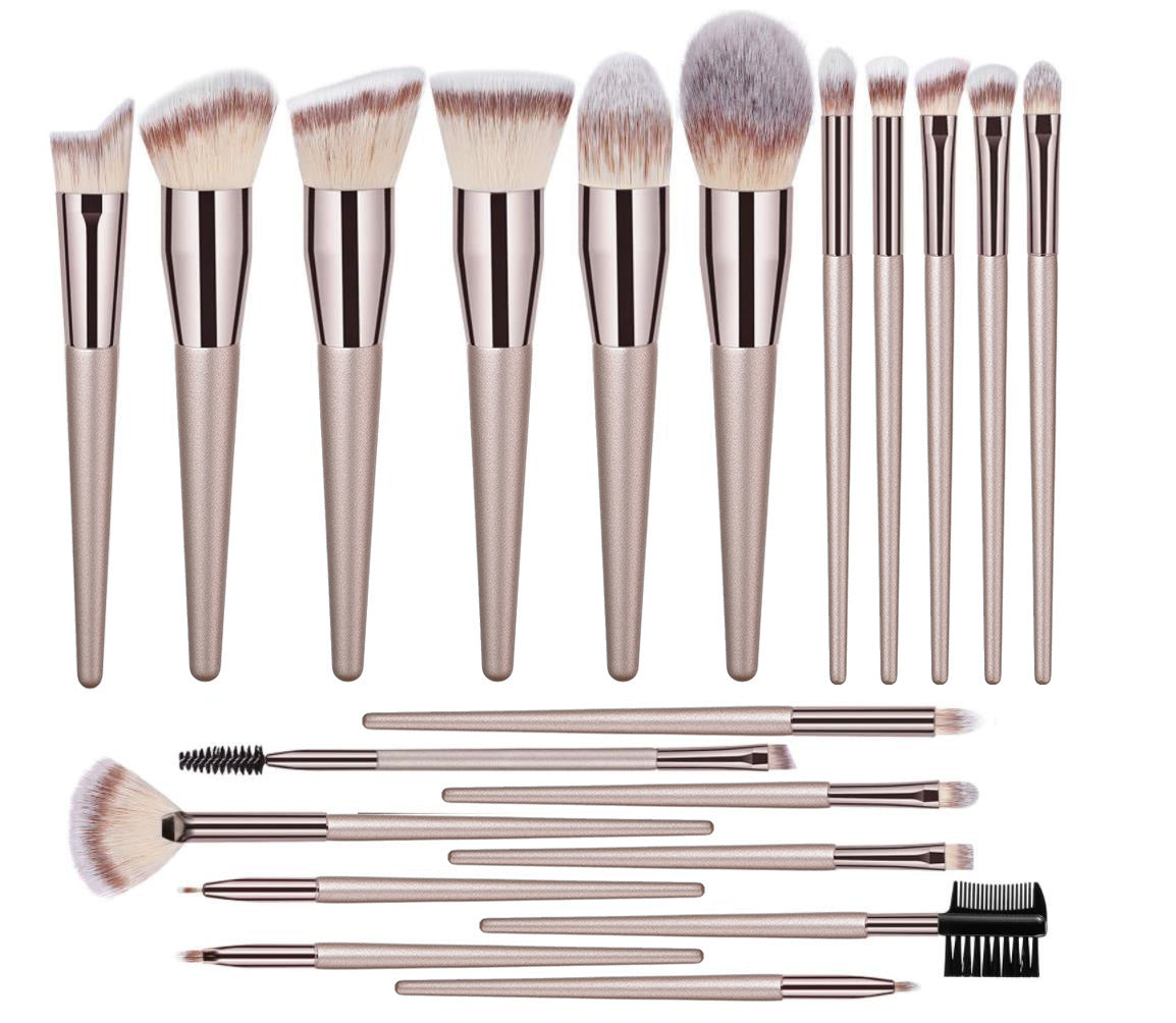 JMT-808074 22-Piece Loose Powder Blush and Eyeshadow Makeup Brush Set with Wooden Handles and Soft Man-Made Fibers