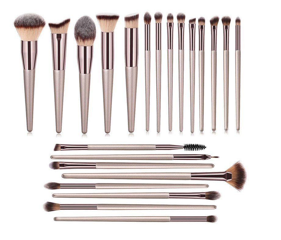 JMT-808074 22-Piece Loose Powder Blush and Eyeshadow Makeup Brush Set with Wooden Handles and Soft Man-Made Fibers