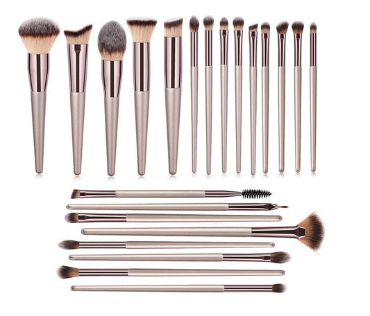 JMT-808074 22-Piece Loose Powder Blush and Eyeshadow Makeup Brush Set with Wooden Handles and Soft Man-Made Fibers