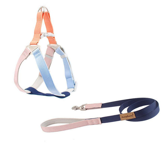 JMT-808266 Colorful Outdoor Dog Leash with Chest Harness - Durable Polyester, Multiple Sizes Available