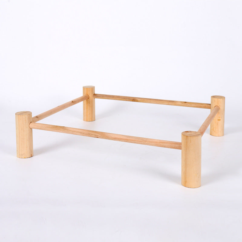JMT-808394 Wooden Pet Camping Bed for Small Dogs and Cats - Easy to Remove and Wash, Available in Various Stylish Covers