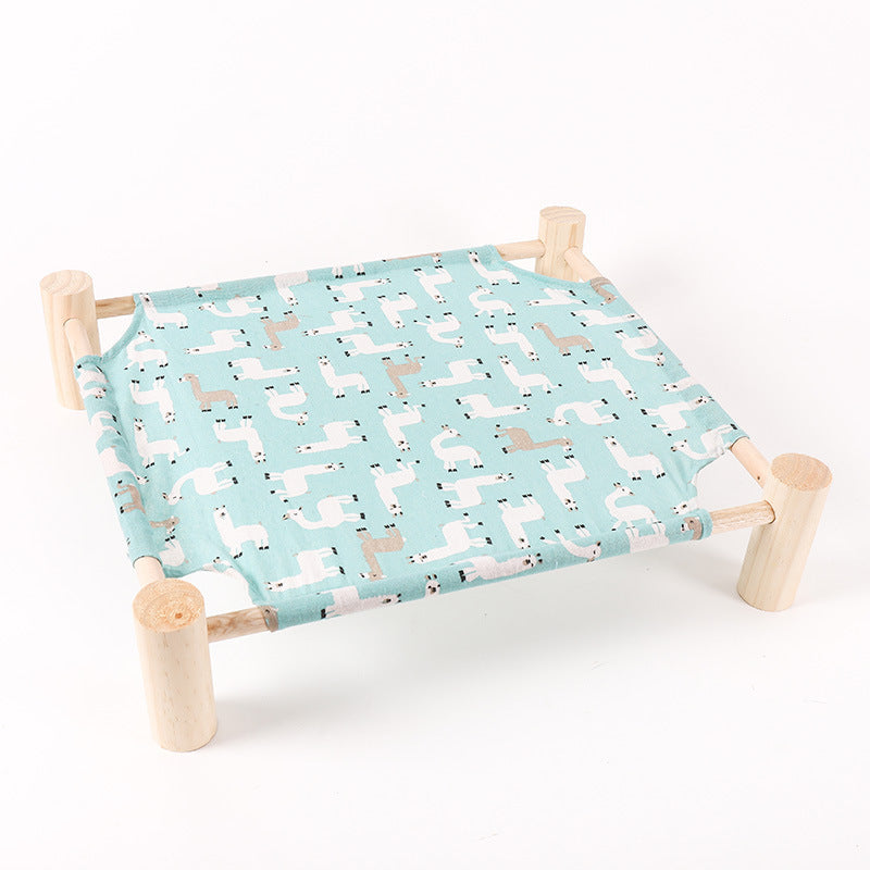 JMT-808394 Wooden Pet Camping Bed for Small Dogs and Cats - Easy to Remove and Wash, Available in Various Stylish Covers