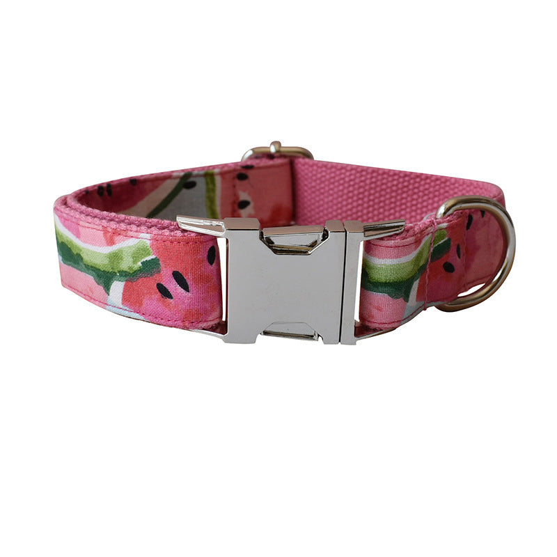 JMT-808586 Comfortable Nylon Dog Collar and Leash Set with Handmade Floral Patterns