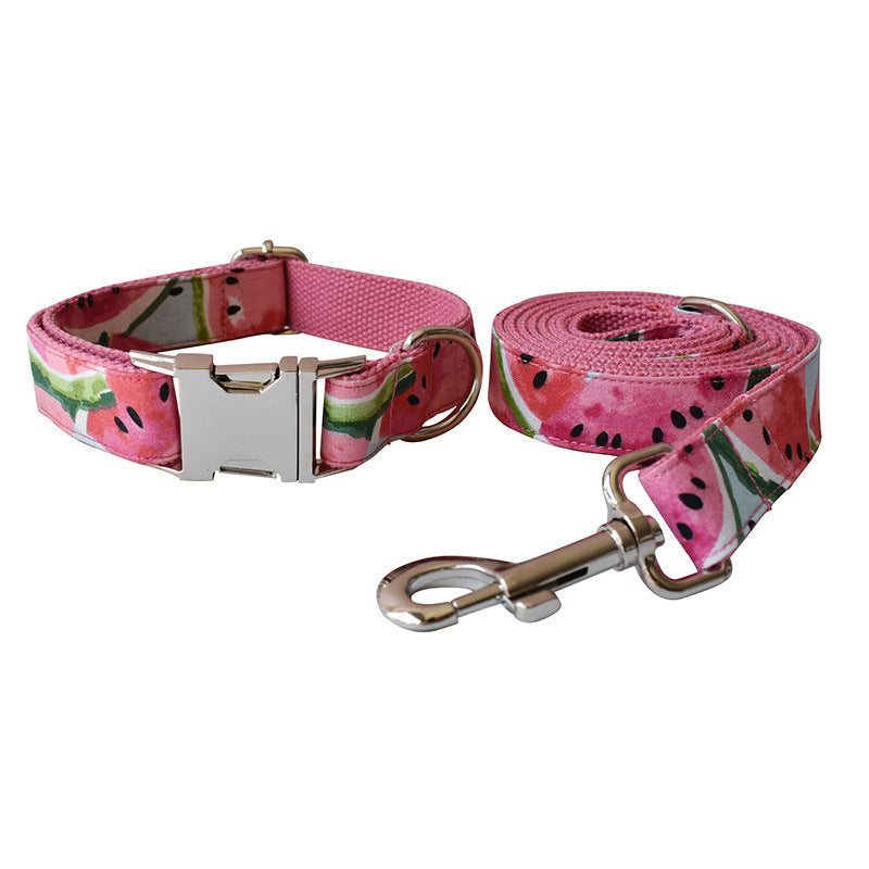JMT-808586 Comfortable Nylon Dog Collar and Leash Set with Handmade Floral Patterns
