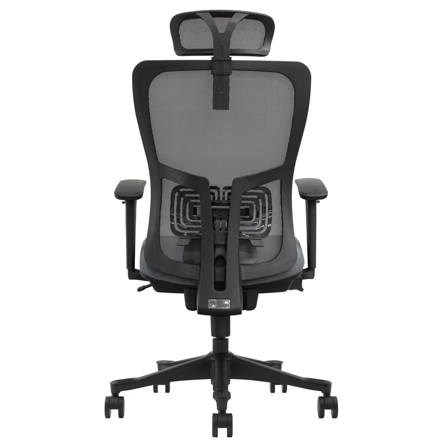 JMT-808842 Modern European Style Adjustable Lift Office Chair with Chrome Metal Base, Mesh Back, and Foam Fabric Headrest