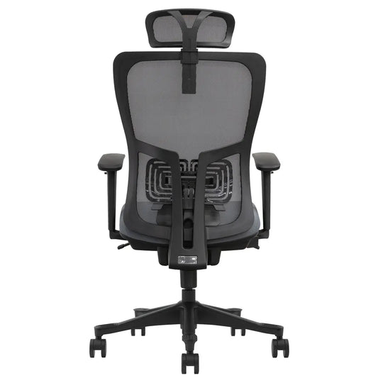 JMT-808842 Modern European Style Adjustable Lift Office Chair with Chrome Metal Base, Mesh Back, and Foam Fabric Headrest