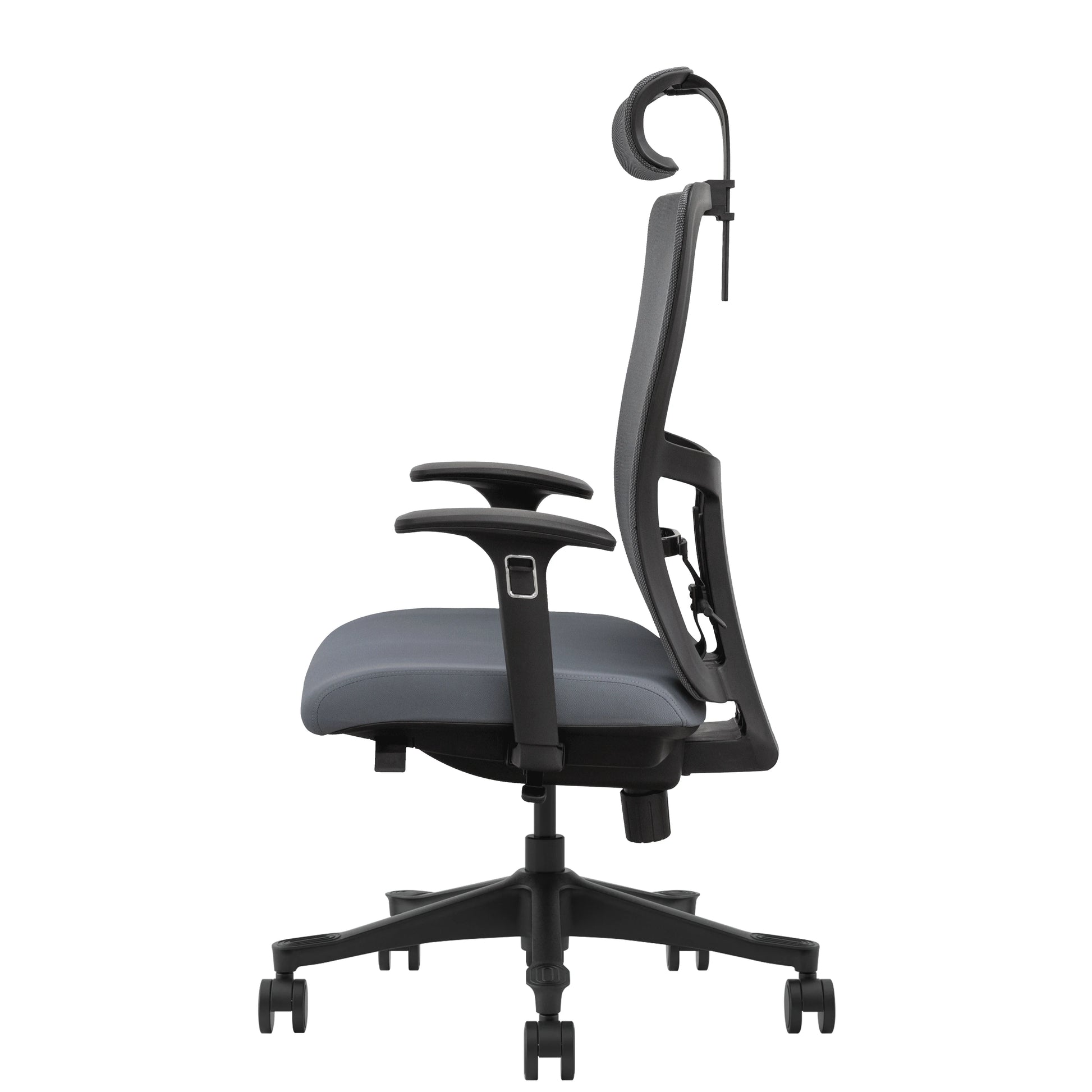 JMT-808842 Modern European Style Adjustable Lift Office Chair with Chrome Metal Base, Mesh Back, and Foam Fabric Headrest
