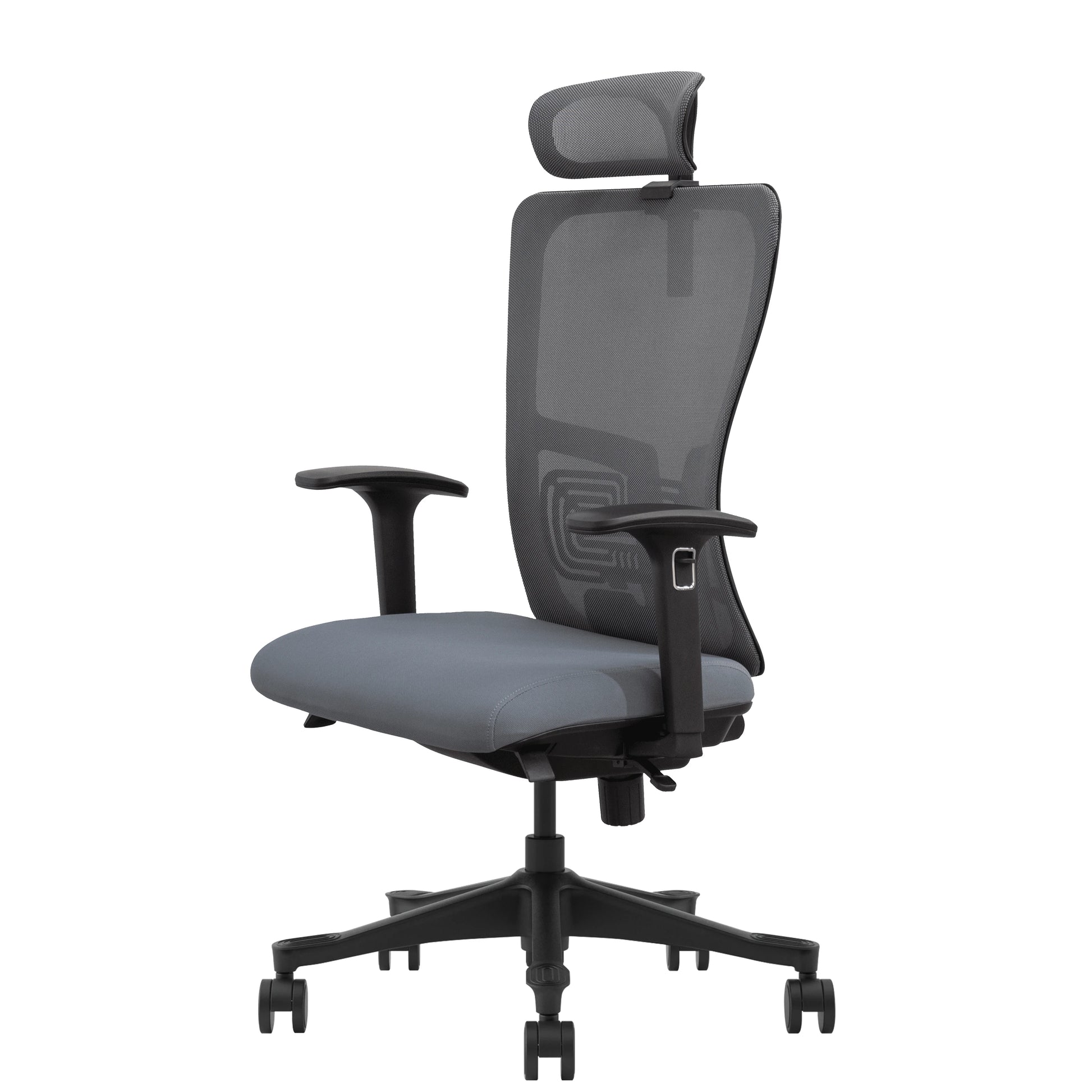 JMT-808842 Modern European Style Adjustable Lift Office Chair with Chrome Metal Base, Mesh Back, and Foam Fabric Headrest