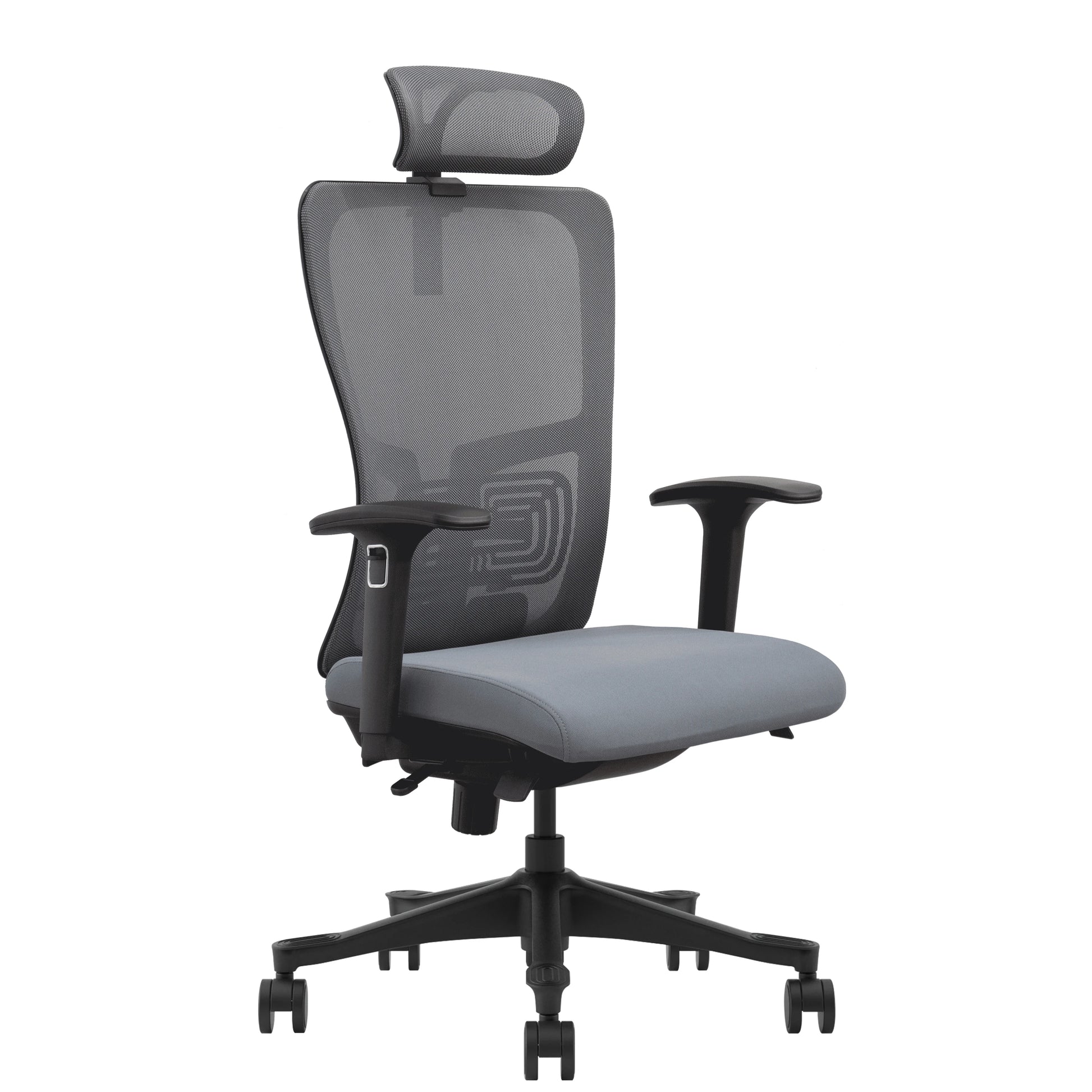 JMT-808842 Modern European Style Adjustable Lift Office Chair with Chrome Metal Base, Mesh Back, and Foam Fabric Headrest