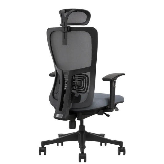 JMT-808842 Modern European Style Adjustable Lift Office Chair with Chrome Metal Base, Mesh Back, and Foam Fabric Headrest