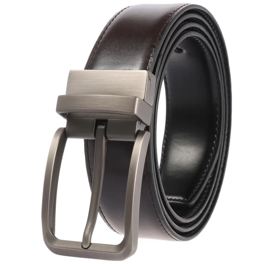 JMT-808842 Perforated Two-Layer Cowhide Casual Belt for Men - Model LY35-ZZ4018-1