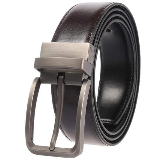 JMT-808842 Perforated Two-Layer Cowhide Casual Belt for Men - Model LY35-ZZ4018-1