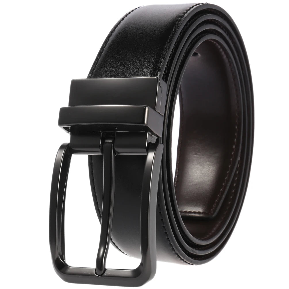 JMT-808842 Perforated Two-Layer Cowhide Casual Belt for Men - Model LY35-ZZ4018-1