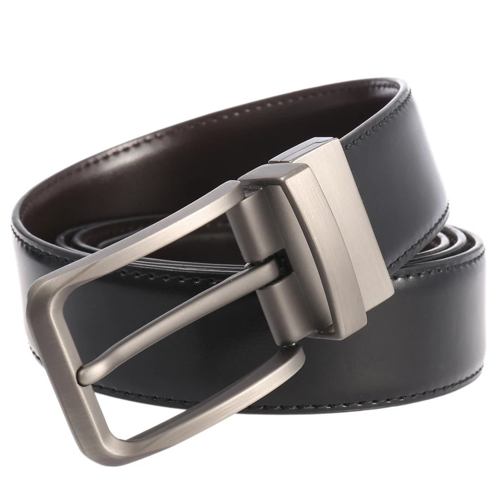 JMT-808842 Perforated Two-Layer Cowhide Casual Belt for Men - Model LY35-ZZ4018-1
