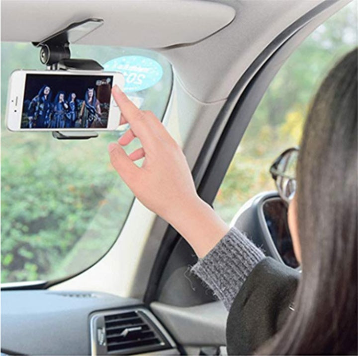 JMT-809098 Car Sun Visor Phone Mount for Universal Mobile Devices - Adjustable Clip for 35-90mm Widths, High Stability and Safe Viewing