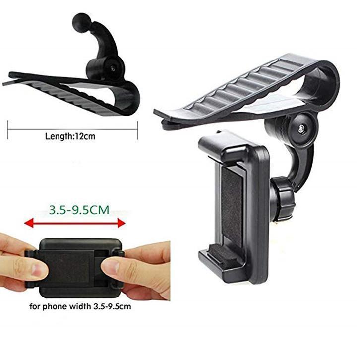 JMT-809098 Car Sun Visor Phone Mount for Universal Mobile Devices - Adjustable Clip for 35-90mm Widths, High Stability and Safe Viewing
