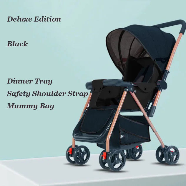 JMT-809226 Multifunctional Baby Stroller with Dining Tray, Cotton Pad, Mosquito Net, and Rain Cover