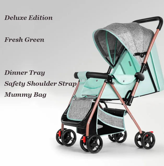 JMT-809226 Multifunctional Baby Stroller with Dining Tray, Cotton Pad, Mosquito Net, and Rain Cover