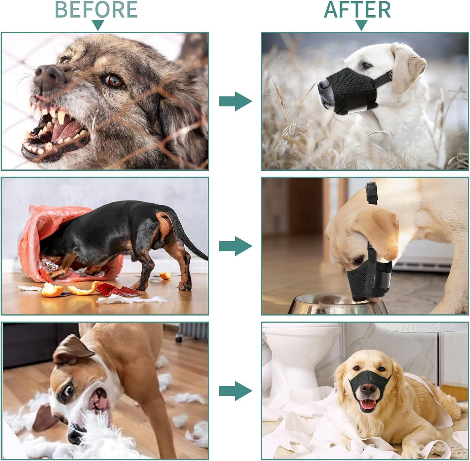 JMT-809418 Adjustable Soft Mesh Dog Muzzle for Small, Medium, and Large Dogs – Humane Design for Preventing Biting, Chewing, and Licking with Open Front for Comfortable Panting and Drinking