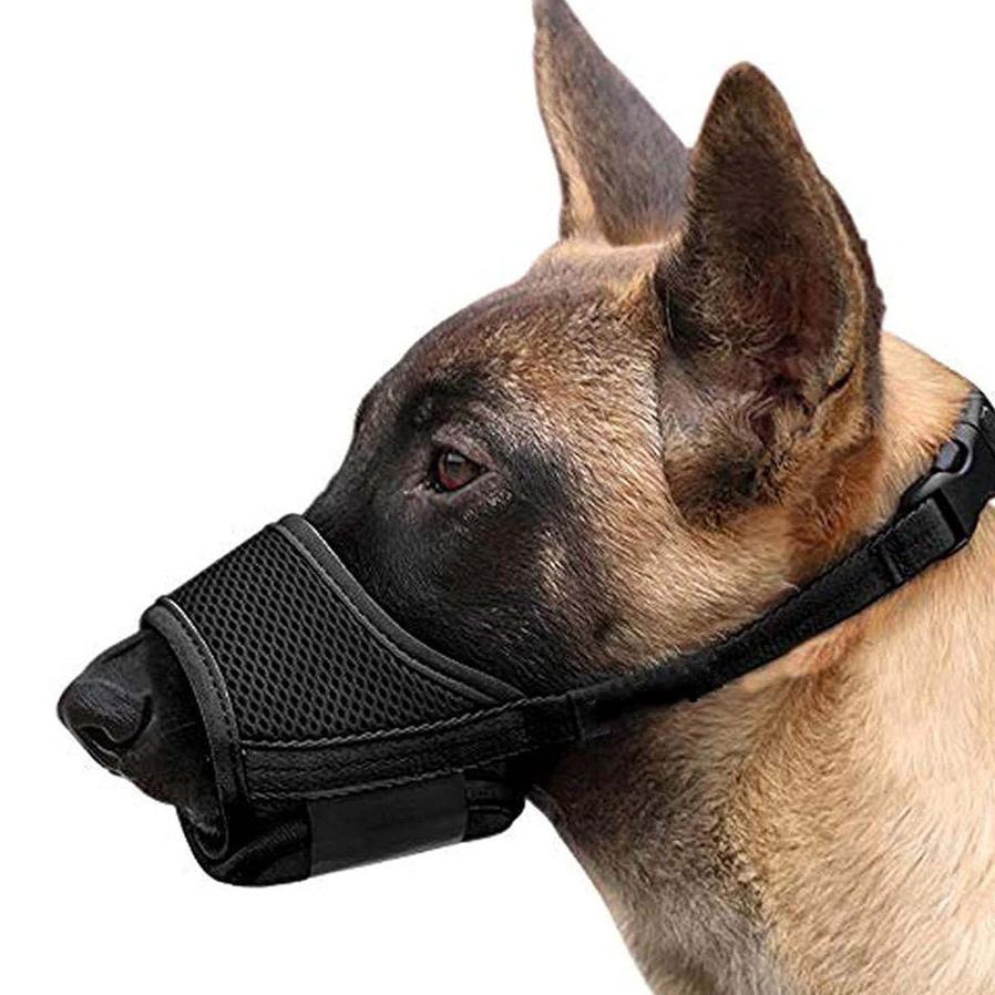 JMT-809418 Adjustable Soft Mesh Dog Muzzle for Small, Medium, and Large Dogs – Humane Design for Preventing Biting, Chewing, and Licking with Open Front for Comfortable Panting and Drinking