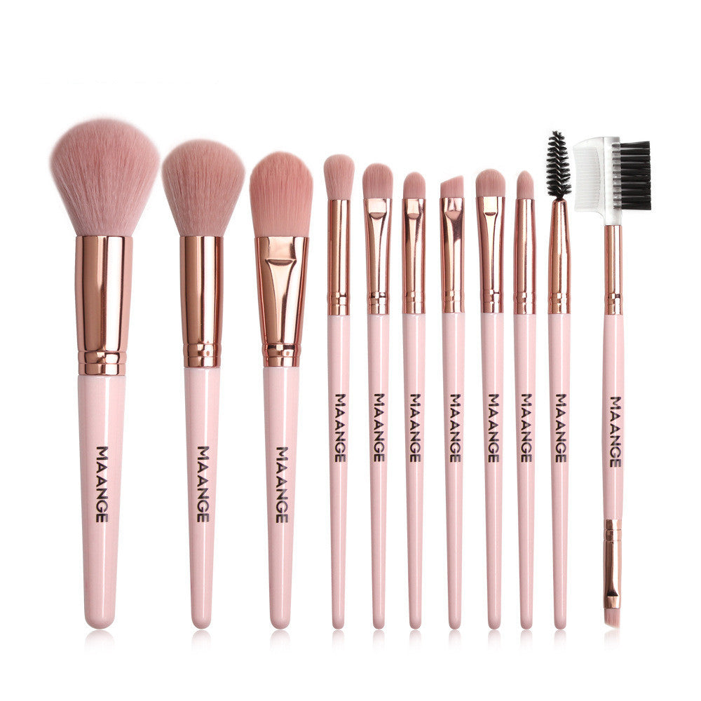 JMT-809674 18-Piece Pink Makeup Brush Set for Powder and Eyeshadow Application