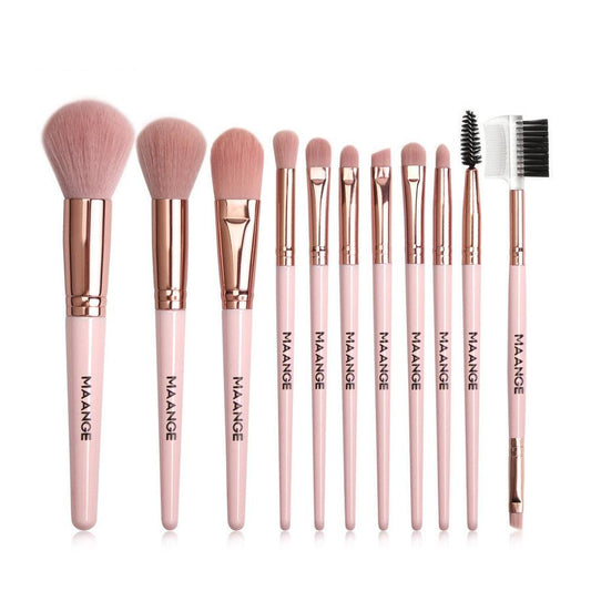 JMT-809674 18-Piece Pink Makeup Brush Set for Powder and Eyeshadow Application