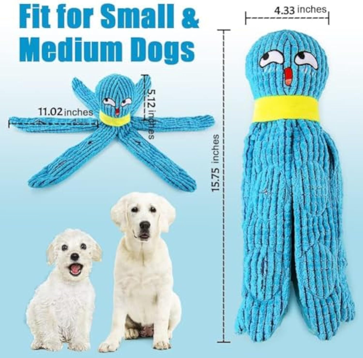 JMT-810058 Interactive Plush Octopus Dog Toy for Stress Relief and Natural Foraging, Ideal for Dogs of All Sizes