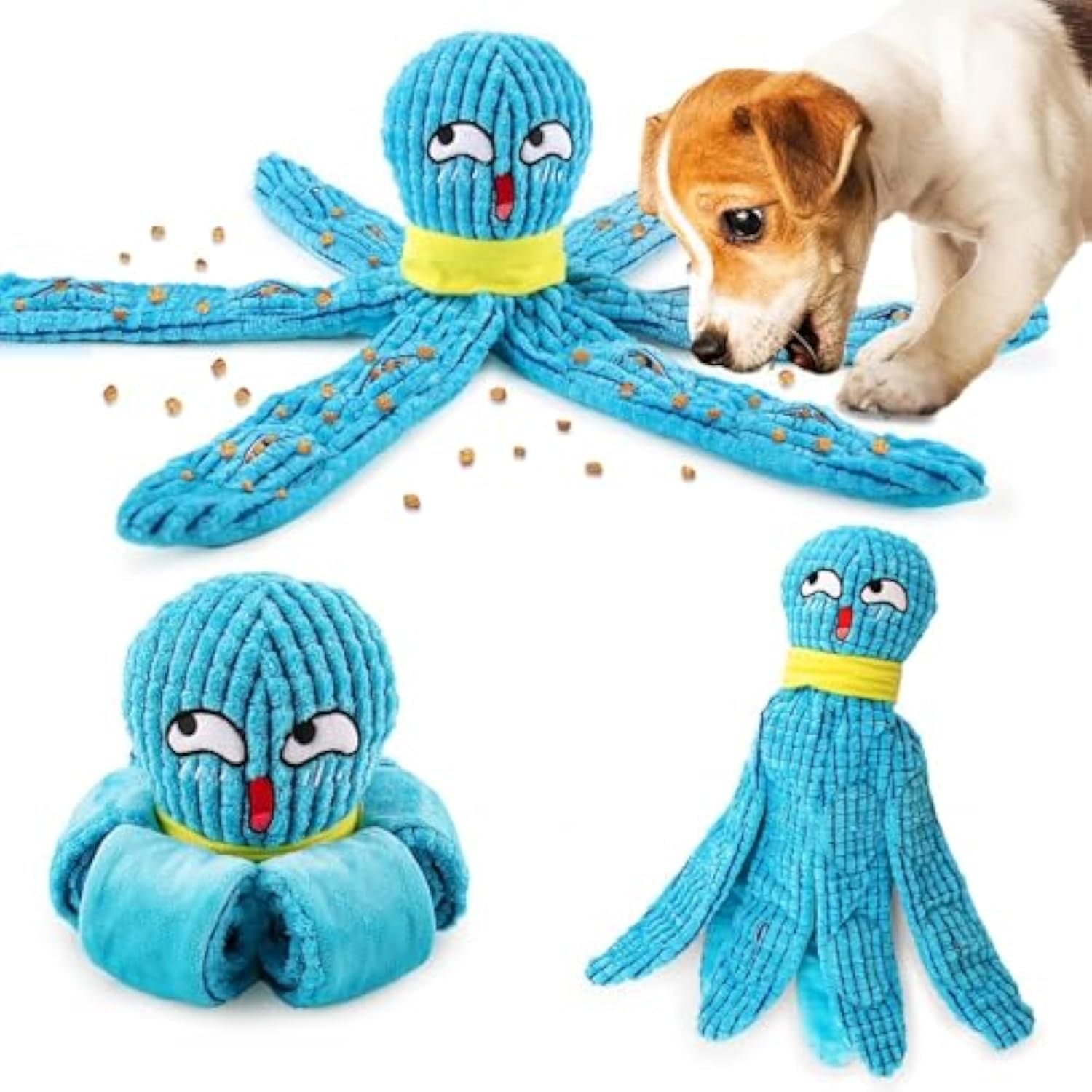 JMT-810058 Interactive Plush Octopus Dog Toy for Stress Relief and Natural Foraging, Ideal for Dogs of All Sizes
