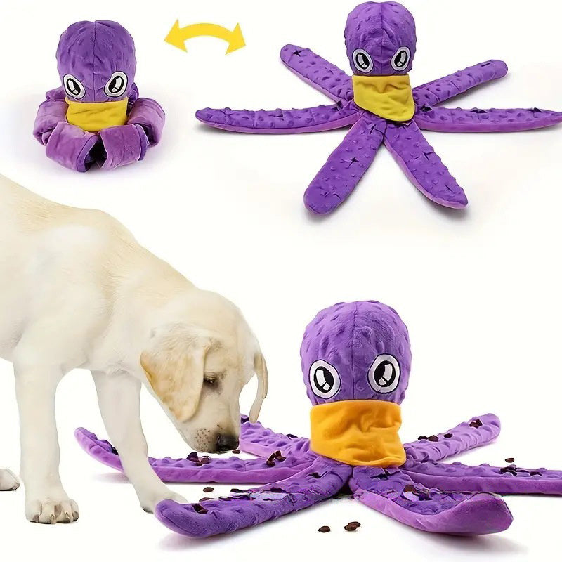 JMT-810058 Interactive Plush Octopus Dog Toy for Stress Relief and Natural Foraging, Ideal for Dogs of All Sizes