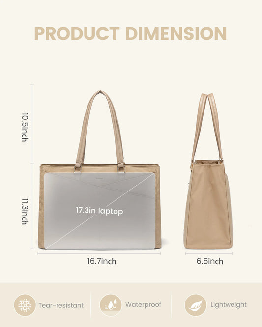 JMT-810058 Large Capacity Nylon Tote Bag for Work, Travel, and Office Use - 17in Computer Shoulder Briefcase