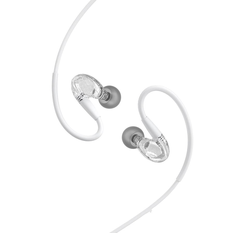 JMT-810058 Wired In-Ear Headphones with Microphone and 3.5mm Jack, Silicone Earplugs and 1.25m TPE Cable in White and Black