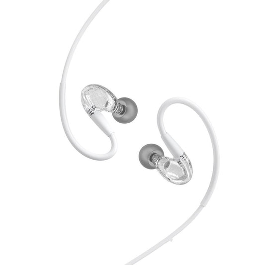 JMT-810058 Wired In-Ear Headphones with Microphone and 3.5mm Jack, Silicone Earplugs and 1.25m TPE Cable in White and Black