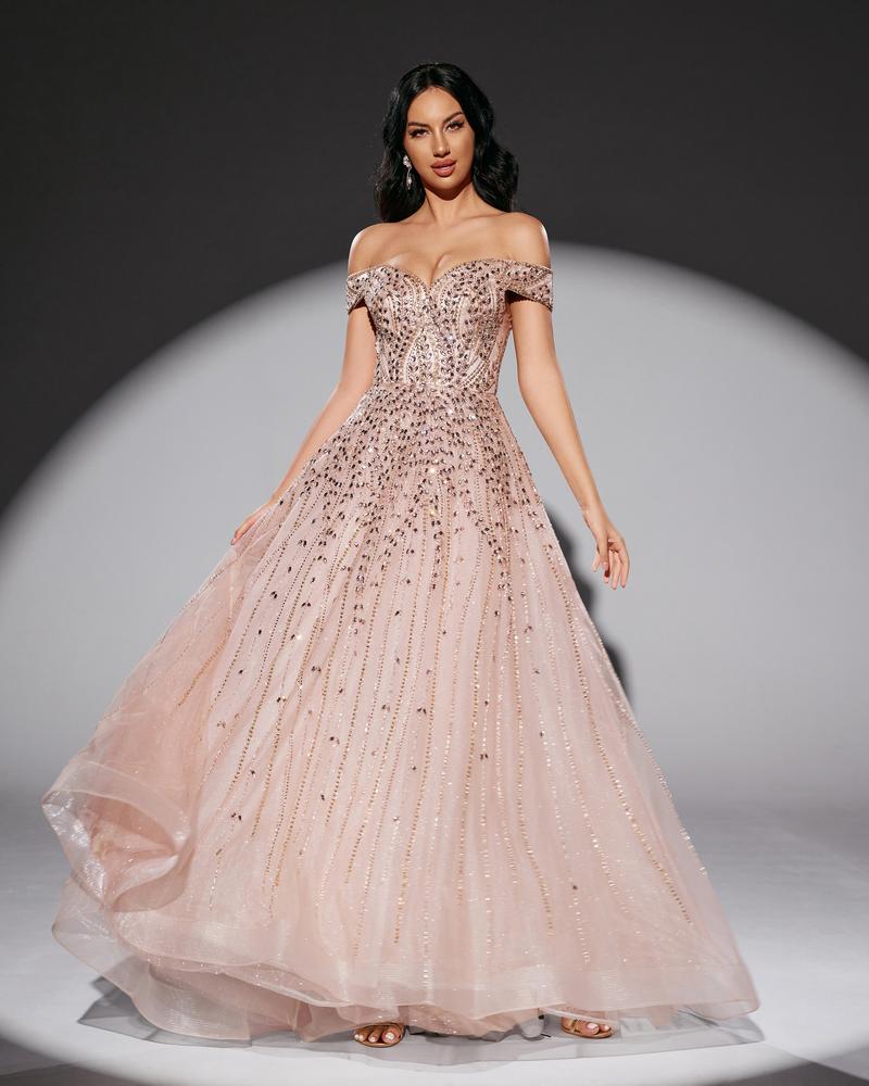 JMT-810314 Elegant Pink Evening Gown for Special Occasions