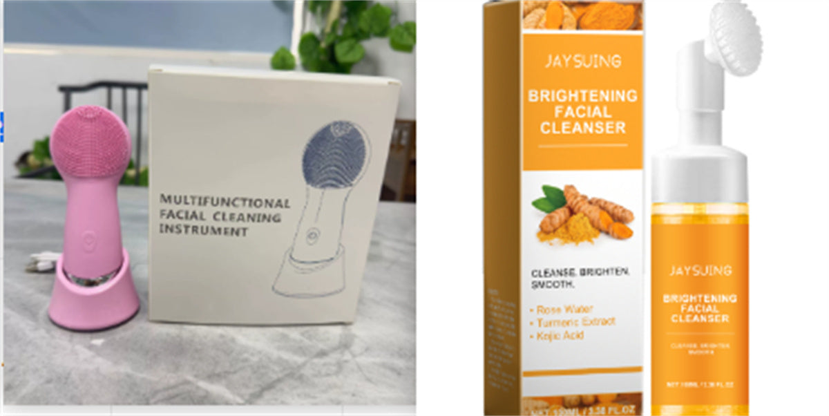 JMT-810378 Electric Pink Silicone Facial Cleansing Brush with Vibration and Heating Features