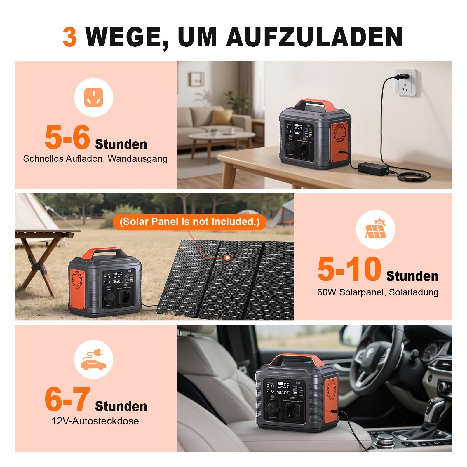 JMT-810570 Portable Solar Power Station 296Wh with 300W Output for Camping, Travel, and Emergency Use