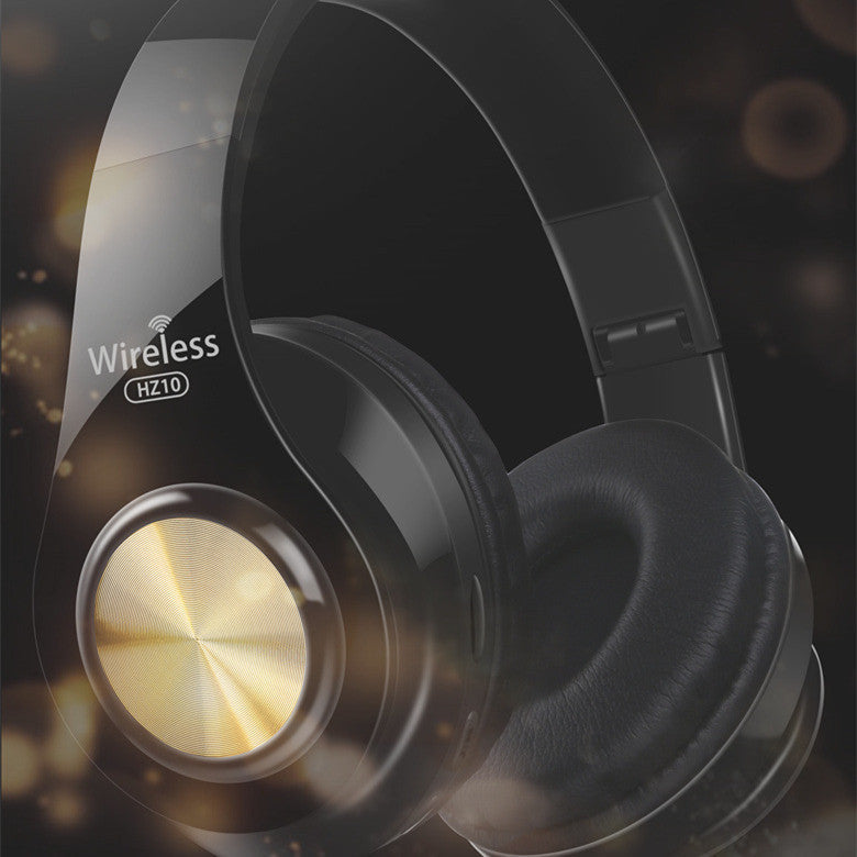 JMT-810890 Wireless Folding Bluetooth Headset with Heavy Bass Sound - Stylish Gold Design