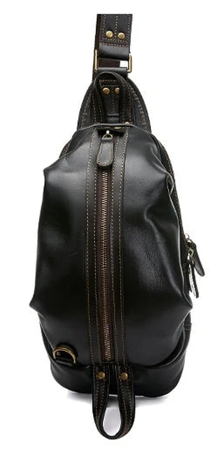 JMT-811274 Handmade Genuine Leather Men's Crossbody Chest Bag in Brown/Black/Coffee