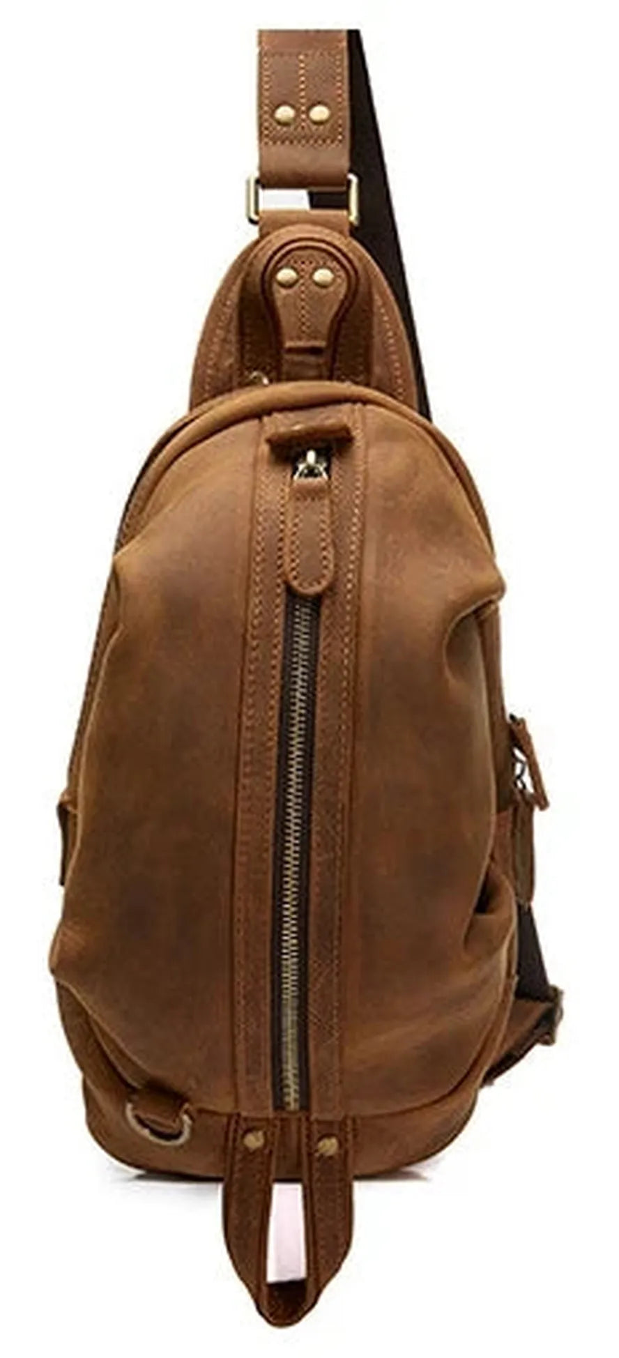 JMT-811274 Handmade Genuine Leather Men's Crossbody Chest Bag in Brown/Black/Coffee