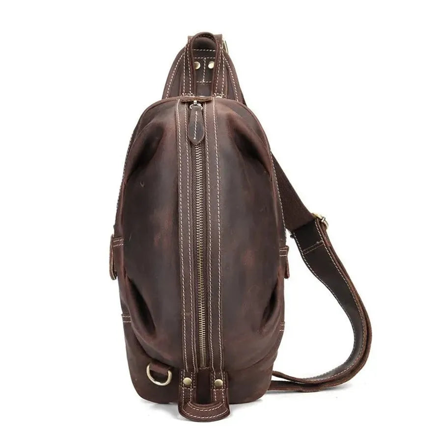 JMT-811274 Handmade Genuine Leather Men's Crossbody Chest Bag in Brown/Black/Coffee