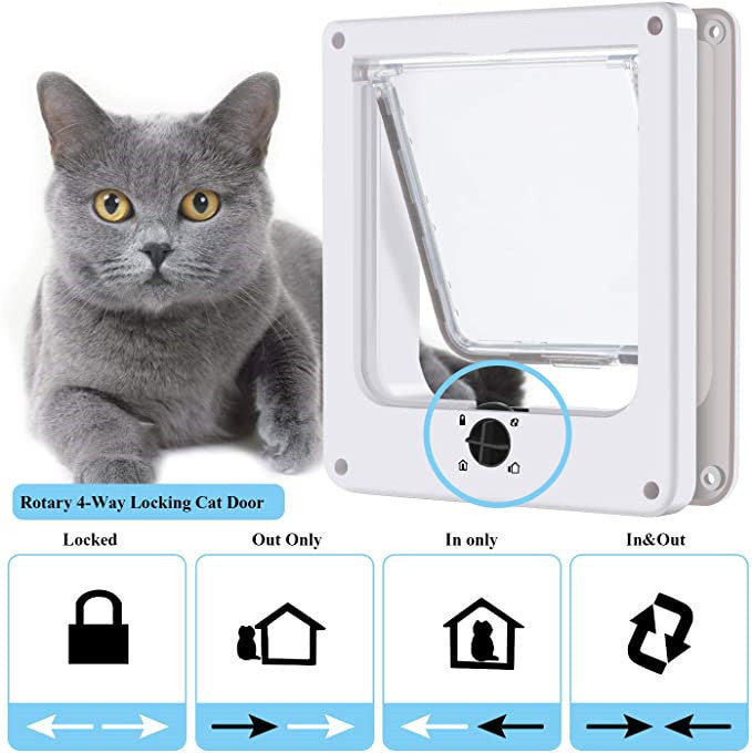 JMT-811402 Indoor Cat and Dog Door with Rotary Lock and Magnetic Closure - Weatherproof Design for Cats and Small Dogs - Various Sizes Available