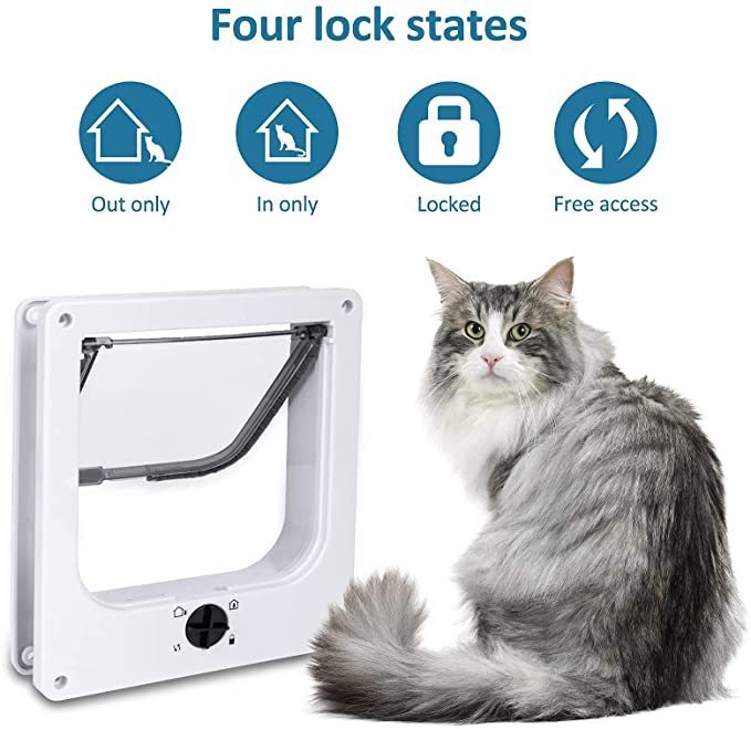 JMT-811402 Indoor Cat and Dog Door with Rotary Lock and Magnetic Closure - Weatherproof Design for Cats and Small Dogs - Various Sizes Available