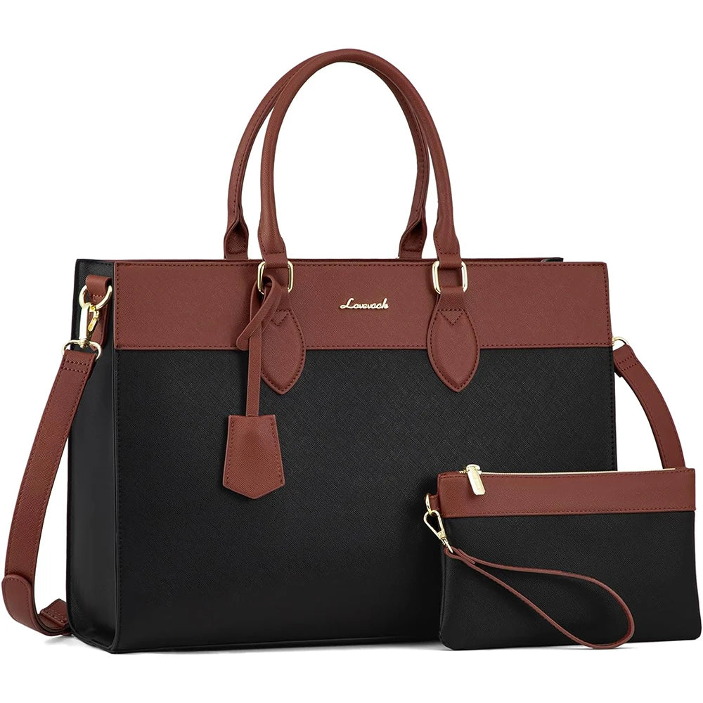 JMT-812362 Custom Logo 15.6 Inch Laptop Tote Bag - Women's PU Leather Work Purse