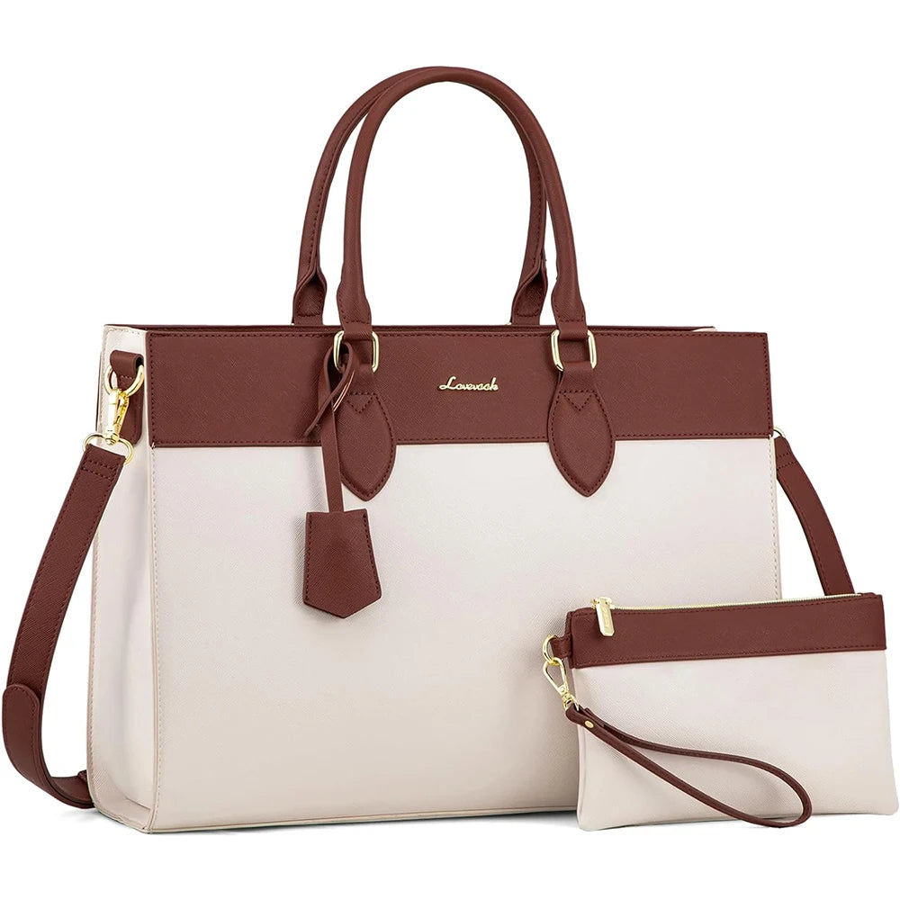 JMT-812362 Custom Logo 15.6 Inch Laptop Tote Bag - Women's PU Leather Work Purse