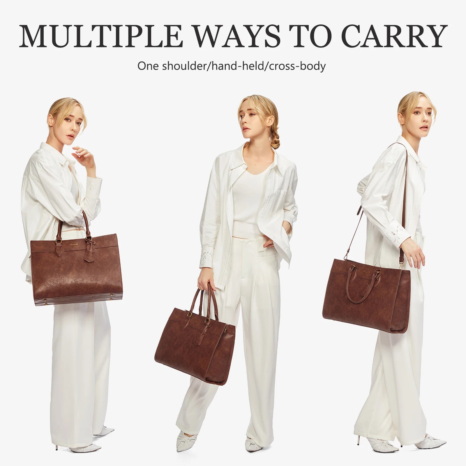 JMT-812362 Custom Logo 15.6 Inch Laptop Tote Bag - Women's PU Leather Work Purse